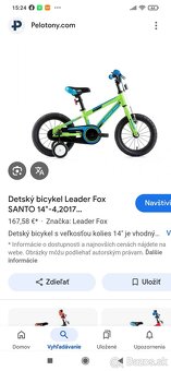 Predám bicykel leader Fox santo junior (zelený) 14" kolesa+ - 3