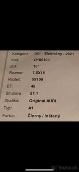 AUDI A1 18″ alu disky NOVÉ 5x100 - 3
