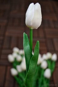 Umelé tulipány biele 40 cm ako živé - 3