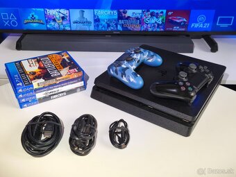 PS4 PLAYSTATION 4 SLIM + 2X OVLADAC + HRY - 3