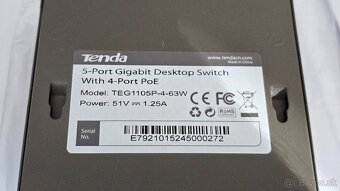 Tenda TEG1105P-4-63W PoE AT switch 4x PoE 802.3af/at, 5x 1 G - 3