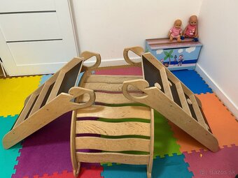 Predám a DOVEZIEM Montessori Drevená preliezka, šmýkačka.. - 3