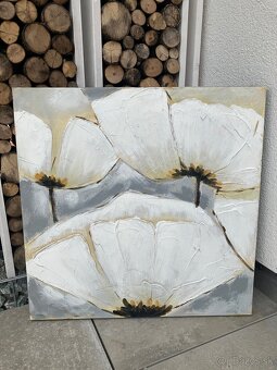 Obrazy „BIELE MAKY“ olejomaľba na plátne (60x60 cm) - 3