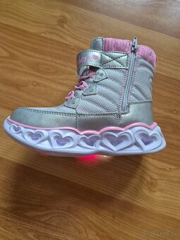 Skechers blikajúce čižmy Heart Lights - Heart Sivá / Striebo - 3