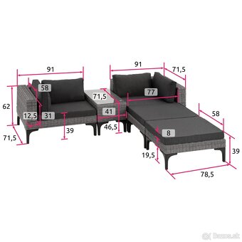 Predam zahradny Ratanový set Bellaria s hliníkovým rámom - 3