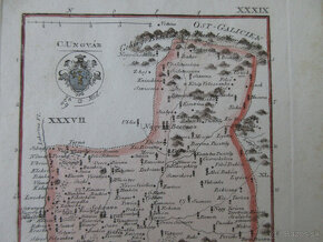 Mapa Užská župa r. 1804 Korabinszky, medirytina kolorovaná - 3