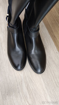 Tommy Hilfiger - kožené vysoké čižmy (čierne) - 39 - 3