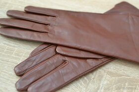 hnedé kožené rukavice S - 3