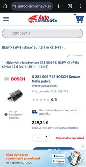 Snímač tlaku paliva na rampe nový bosch - 3