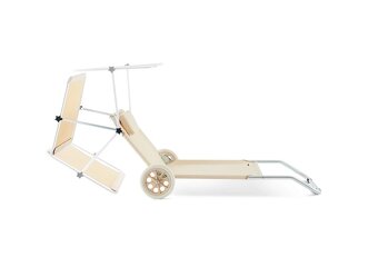 Hliníkové záhradné lehátko s kolieskami modré a béžové - 3