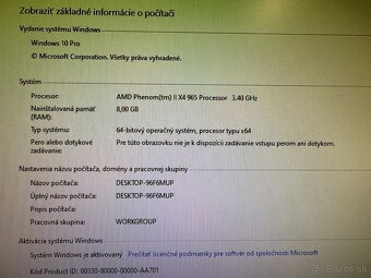Starší herný PC AMD Phenom X4 965 , 8GB RAM , Radeon HD 7950 - 3