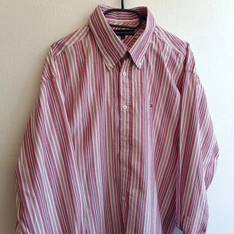 Tommy Hilfiger ružová pruhovaná košeľa s dlhým rukávom XL - 3