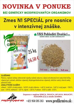 Zmeska pre Nosnice N1 bez GMO, 25 kg - 16.50 € - 3