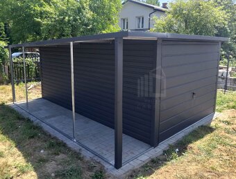 Plechová garáž 3x5, spád strechy dozadu, farebné prevedenie - 3