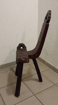 Španielska trojnohá  vintage stolička - 3