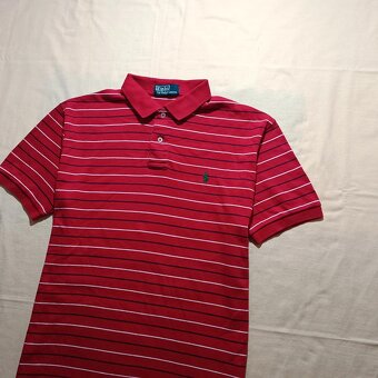 Polo Ralph Lauren červená pruhovaná polokošeľa tričko L - 3