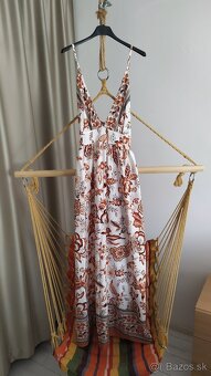 Dámske šaty nové bielo oranžové XL dlhé - 3