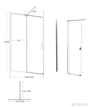 Sprchovy kut Besco Vayo black 100 x 200 cm - 3