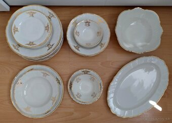 Béžový/krémový porcelánový set so zlatými ornamentmi - 3