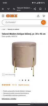 Taburet Modern Antique béžový s úložným priestorom - 3