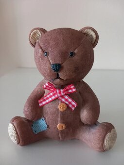 Starý keramický sediaci medvedík 12x10x7 cm - 3