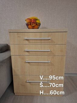 skriňa, knižnica, komoda a závesná skrinka - 3