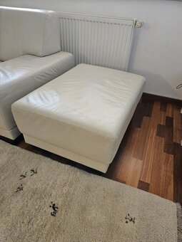 Na predaj kožená rohová sedačka – svetlá krémová/béžová farb - 3