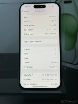 Predám Apple iPhone 15 128GB Green Stav Nového Telefónu - 3