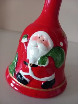 Starší vianočný zvonček, maľovaná keramika 12,5x8 cm - 3