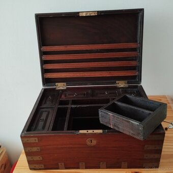 Starý anglo-indický písací box / kufrík z palisandra – 19. s - 3