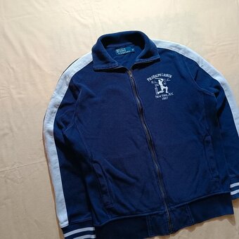 Vintage Polo Ralph Lauren modrá mikina na zips bez kapucne M - 3