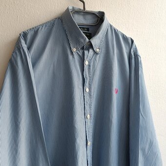 Vintage 90s Fred Perry modrá pruhovaná košeľa XXL slim - 3