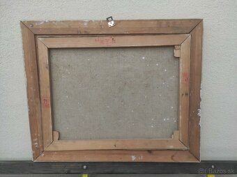 olejomalba , obraz- chalupky v zime. - 3