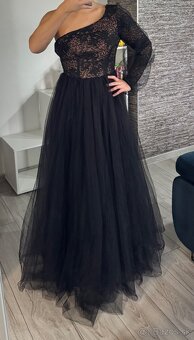 Čiernobéžové spoločenské šaty 34/XS - 3