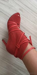 Červené členkové sandalky - 3