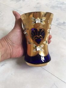 Kobaltová váza so zlátením a smaltovaním - 3