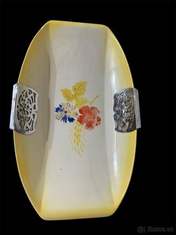 porcelánová tácka s kovovými úchytmi – - 3