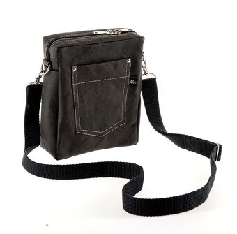 Pánska crossbody taška OSKAR čierna – z prateľného papiera - 3