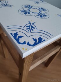 Ručne maľovaný štokrlík - modrobiely - 3
