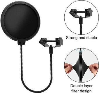 Predam Pop filter k mikrofonu, profesionalny, dvojity, novy. - 3