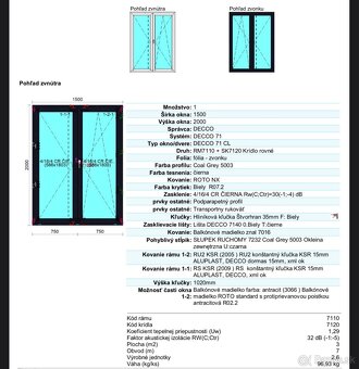 Balkónové dvere dvojkridlové Antracit - 3