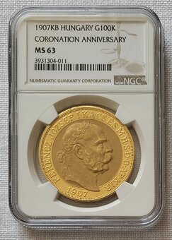 Zlatá uhorská 100 koruna FJI, 1907 kb, "korunovačná" - 3