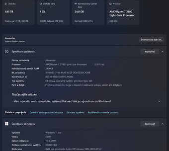 Výkonný herný / pracovný PC – Ryzen 7, 32GB RAM, 2× SSD, GTX - 3