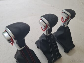 Radiaca páka pre automat AUDI / čierna biela červená nitka - 3