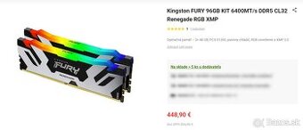 Kingston FURY 96GB KIT 6400MT/s DDR5 CL32 Renegade RGB XMP - 3