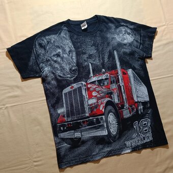 Truckers wolf čierne tričko s veľkou potlačou kamión vlk M - 3