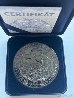 Strieborná medaila pokovená Ródiom - 100.výročie od návštevy - 3