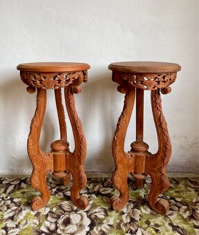 Veľky vyzrezávany set z tíkového dreva, dovezený z Ázie - 3