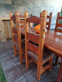 Drevený stôl +6 x stolička - 3