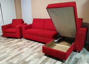 rohova rozkladacia cervena sedacka Fines, 152x237 cm+ kreslo - 3